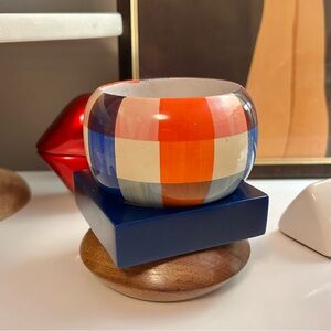Blue Plaid Ceramic Bangles
